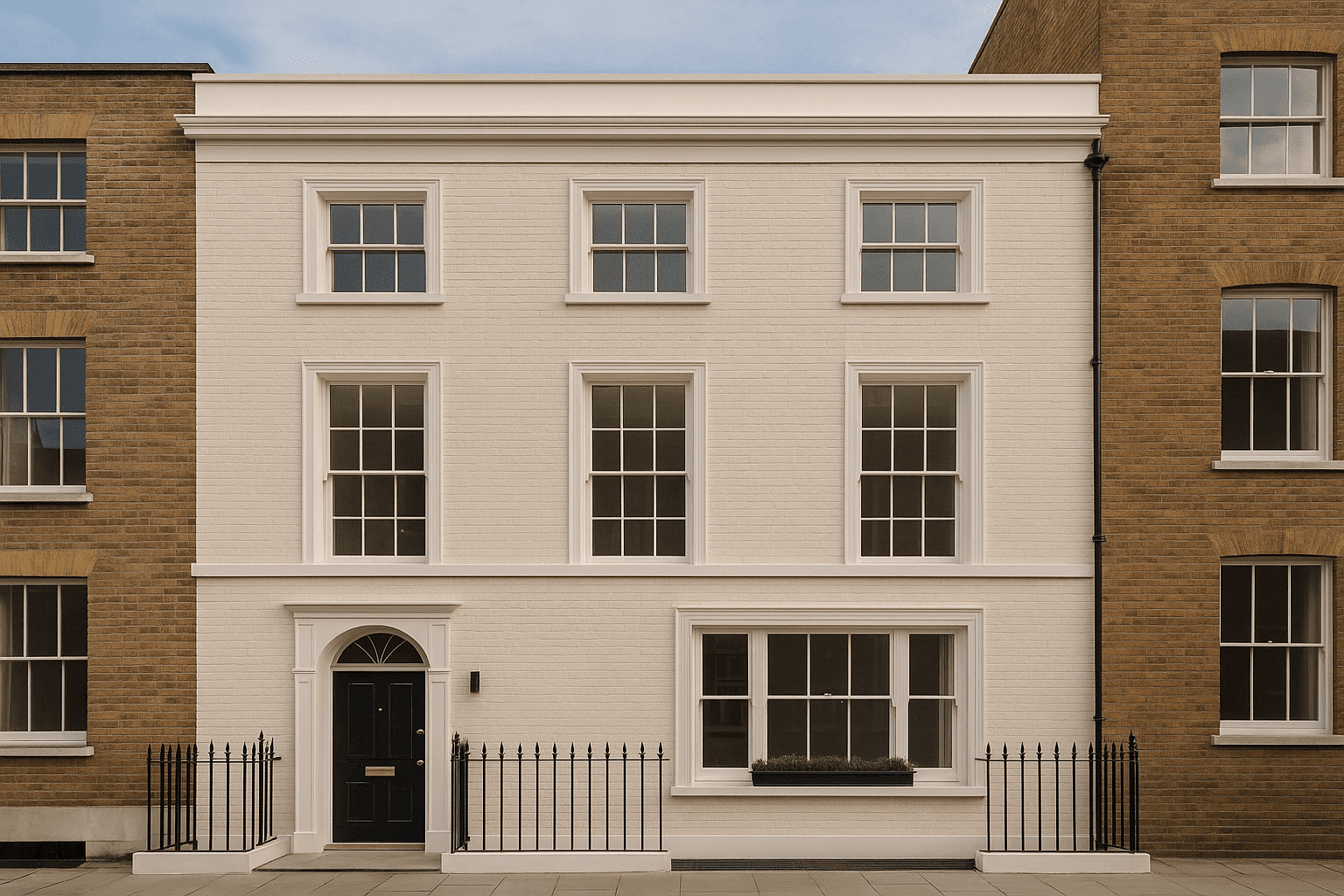 high-end-builders-london-landscape.png Luxury London townhouse exterior renovated by KT5 Construction, high end builders London
